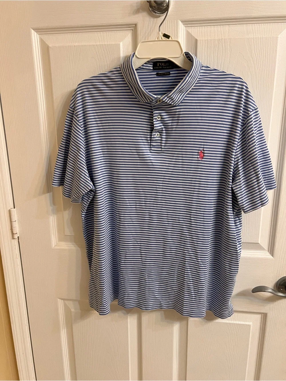 Polo by Ralph Lauren Blue & White Striped Cotton Polo Shirt